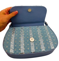 Angel Çanta Aksesuar Pullu Kot Kumaş, Denim Çanta (100 cm Zincir İle Gönderilecektir) - 2