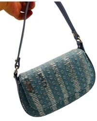 Angel Çanta Aksesuar Pullu Kot Kumaş, Denim Çanta (100 cm Zincir İle Gönderilecektir) - 3