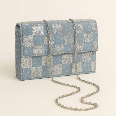 Angel Çanta Aksesuar Pullu Kot Kumaş, Denim Çanta Zincirli - 1