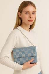 Angel Çanta Aksesuar Pullu Kot Kumaş, Denim Çanta Zincirli - 2