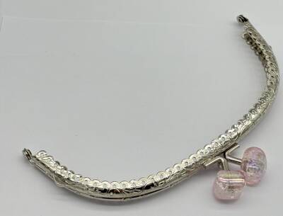 Angel Çanta Aksesuar 15.5 cm Gümüş Oval Cüzdan Çanta Klipsi Bursu Açık Pembe - 1