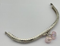 Angel Çanta Aksesuar 15.5 cm Gümüş Oval Cüzdan Çanta Klipsi Bursu Açık Pembe - Angel Çanta Aksesuar