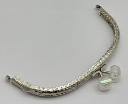Angel Çanta Aksesuar 15.5 cm Gümüş Oval Cüzdan Çanta Klipsi Bursu Beyaz - Angel Çanta Aksesuar