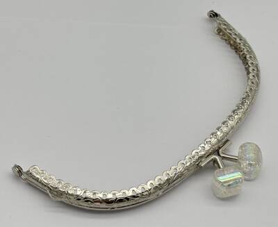 Angel Çanta Aksesuar 15.5 cm Gümüş Oval Cüzdan Çanta Klipsi Bursu Beyaz - 1