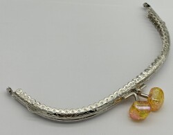 Angel Çanta Aksesuar 15.5 cm Gümüş Oval Cüzdan Çanta Klipsi Bursu Hardal - Angel Çanta Aksesuar