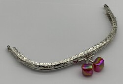 Angel Çanta Aksesuar 15.5 cm Gümüş Oval Cüzdan Çanta Klipsi Bursu Kırmızı - Angel Çanta Aksesuar