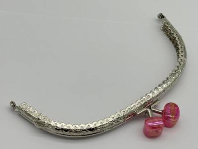 Angel Çanta Aksesuar 15.5 cm Gümüş Oval Cüzdan Çanta Klipsi Bursu Koyu Pembe - 1