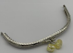 Angel Çanta Aksesuar 15.5 cm Gümüş Oval Cüzdan Çanta Klipsi Bursu Sarı - Angel Çanta Aksesuar