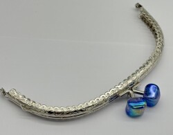 Angel Çanta Aksesuar 15.5 cm Gümüş Oval Cüzdan Çanta Klipsi Bursu Yanardöner Mavi - Angel Çanta Aksesuar