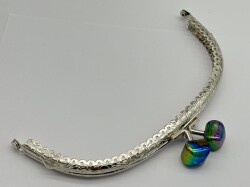 Angel Çanta Aksesuar 15.5 cm Gümüş Oval Cüzdan Çanta Klipsi Bursu Yanardöner Yeşil - Angel Çanta Aksesuar