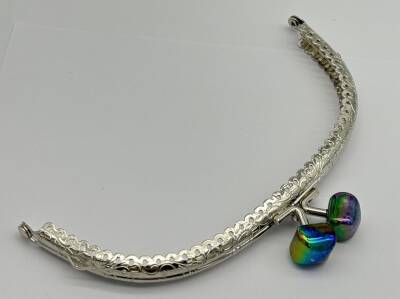 Angel Çanta Aksesuar 15.5 cm Gümüş Oval Cüzdan Çanta Klipsi Bursu Yanardöner Yeşil - 1