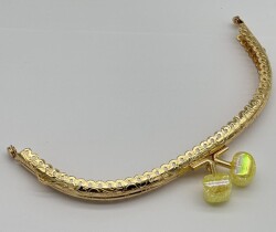 Angel Çanta Aksesuar 15.5 cm Light Gold Oval Cüzdan Çanta Klipsi Bursu Sarı - Angel Çanta Aksesuar
