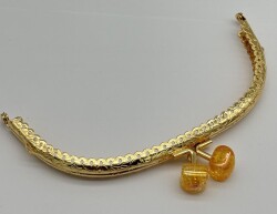 Angel Çanta Aksesuar 15.5 cm Light Gold Oval Cüzdan Çanta Klipsi Bursu Hardal - Angel Çanta Aksesuar