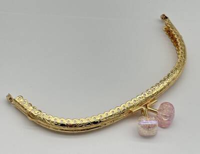 Angel Çanta Aksesuar 15.5 cm Light Gold Oval Cüzdan Çanta Klipsi Bursu Açık Pembe - 1