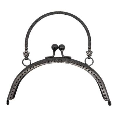 Angel Çanta Aksesuar 15.5 cm Tutmalı Oval Çanta Klipsi Cüzdan Bursu Füme Renk - 1