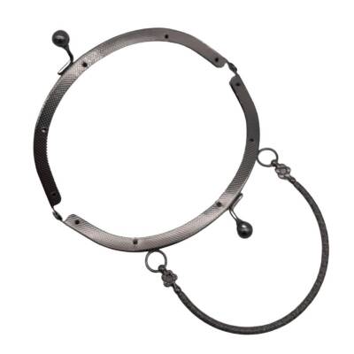 Angel Çanta Aksesuar 15.5 cm Tutmalı Oval Çanta Klipsi Cüzdan Bursu Füme Renk - 2