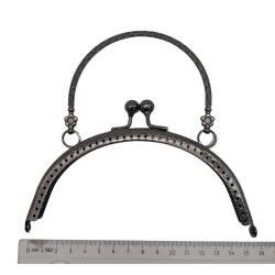 Angel Çanta Aksesuar 15.5 cm Tutmalı Oval Çanta Klipsi Cüzdan Bursu Füme Renk - 3