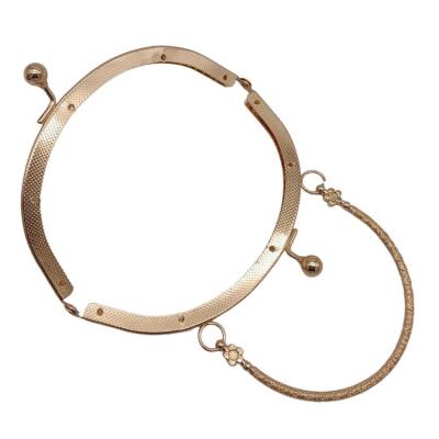 Angel Çanta Aksesuar 15.5 cm Tutmalı Oval Çanta Klipsi Cüzdan Bursu Light Gold Renk - 2