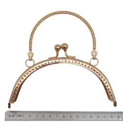 Angel Çanta Aksesuar 15.5 cm Tutmalı Oval Çanta Klipsi Cüzdan Bursu Light Gold Renk - 3