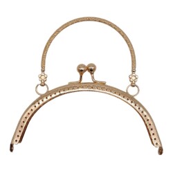 Angel Çanta Aksesuar 15.5 cm Tutmalı Oval Çanta Klipsi Cüzdan Bursu Light Gold Renk - Angel Çanta Aksesuar