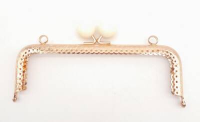 Angel Çanta Aksesuar 16.5 cm Krem Toplu Çanta Klipsi Çanta Bursu Light Gold Metal - 1