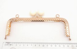 Angel Çanta Aksesuar 16.5 cm Krem Toplu Çanta Klipsi Çanta Bursu Light Gold Metal - 2