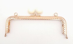 Angel Çanta Aksesuar 16.5 cm Krem Toplu Çanta Klipsi Çanta Bursu Light Gold Metal - Angel Çanta Aksesuar