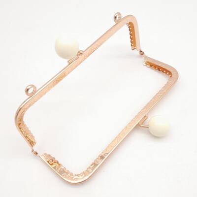 Angel Çanta Aksesuar 16.5 cm Krem Toplu Çanta Klipsi Çanta Bursu Light Gold Metal - 3