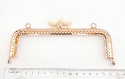 Angel Çanta Aksesuar 16.5 cm Krem Toplu Çanta Klipsi Çanta Bursu Light Gold Metal - 2