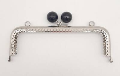 Angel Çanta Aksesuar 16.5 cm Siyah Toplu Çanta Klipsi Çanta Bursu Gümüş Metal - 1