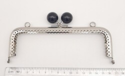 Angel Çanta Aksesuar 16.5 cm Siyah Toplu Çanta Klipsi Çanta Bursu Gümüş Metal - 2