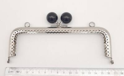 Angel Çanta Aksesuar 16.5 cm Siyah Toplu Çanta Klipsi Çanta Bursu Gümüş Metal - 2