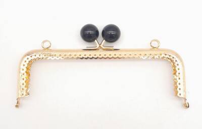 Angel Çanta Aksesuar 16.5 cm Siyah Toplu Çanta Klipsi Çanta Bursu Light Gold Metal - 1