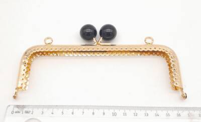 Angel Çanta Aksesuar 16.5 cm Siyah Toplu Çanta Klipsi Çanta Bursu Light Gold Metal - 2