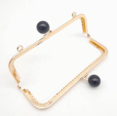 Angel Çanta Aksesuar 16.5 cm Siyah Toplu Çanta Klipsi Çanta Bursu Light Gold Metal - 3