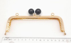 Angel Çanta Aksesuar 16.5 cm Siyah Toplu Çanta Klipsi Çanta Bursu Light Gold Metal - 2