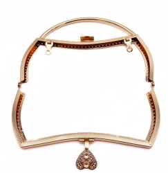 Angel Çanta Aksesuar 18 Cm Light Gold Renk Kalpli Tutma Saplı Çanta Klipsi, Çanta Bursu - 2