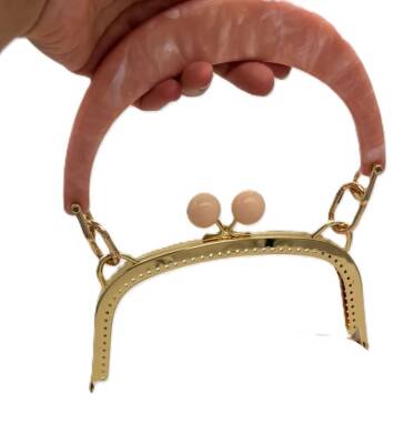 Angel Çanta Aksesuar 18 Cm Light Gold Renk Kulplu Çanta Klipsi, Çanta Bursu - 1