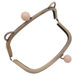 Angel Çanta Aksesuar 18.5 cm Pudra Renk Toplu Oval Çanta Klipsi Çanta Bursu Antik Metal - 3