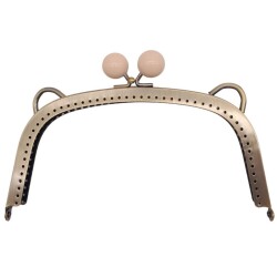 Angel Çanta Aksesuar 18.5 cm Pudra Renk Toplu Oval Çanta Klipsi Çanta Bursu Antik Metal - Angel Çanta Aksesuar