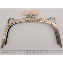 Angel Çanta Aksesuar 18.5 cm Pudra Renk Toplu Oval Çanta Klipsi Çanta Bursu Antik Metal - 2