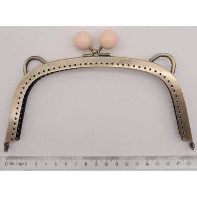 Angel Çanta Aksesuar 18.5 cm Pudra Renk Toplu Oval Çanta Klipsi Çanta Bursu Antik Metal - 2