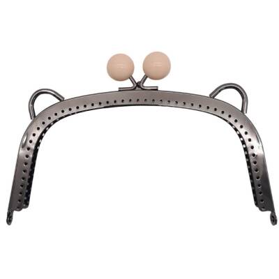 Angel Çanta Aksesuar 18.5 cm Pudra Renk Toplu Oval Çanta Klipsi Çanta Bursu Füme Metal - 1