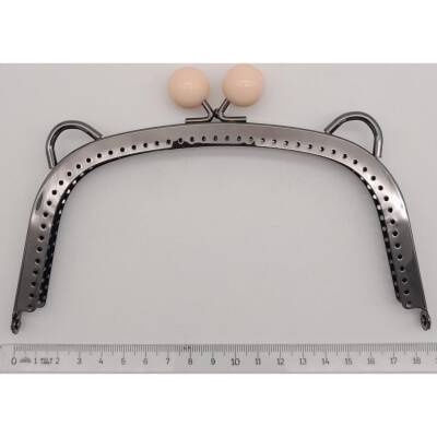 Angel Çanta Aksesuar 18.5 cm Pudra Renk Toplu Oval Çanta Klipsi Çanta Bursu Füme Metal - 2