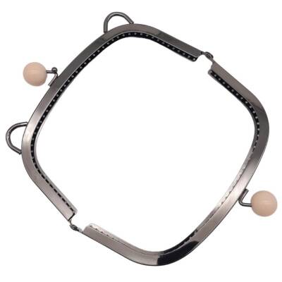 Angel Çanta Aksesuar 18.5 cm Pudra Renk Toplu Oval Çanta Klipsi Çanta Bursu Füme Metal - 4