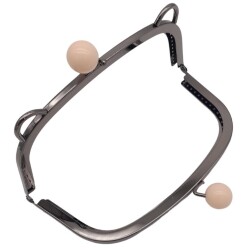 Angel Çanta Aksesuar 18.5 cm Pudra Renk Toplu Oval Çanta Klipsi Çanta Bursu Füme Metal - 3