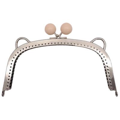 Angel Çanta Aksesuar 18.5 cm Pudra Renk Toplu Oval Çanta Klipsi Çanta Bursu Gümüş Metal - 1