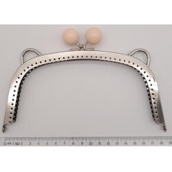 Angel Çanta Aksesuar 18.5 cm Pudra Renk Toplu Oval Çanta Klipsi Çanta Bursu Gümüş Metal - 2