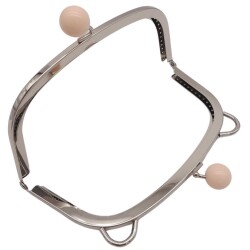 Angel Çanta Aksesuar 18.5 cm Pudra Renk Toplu Oval Çanta Klipsi Çanta Bursu Gümüş Metal - 3