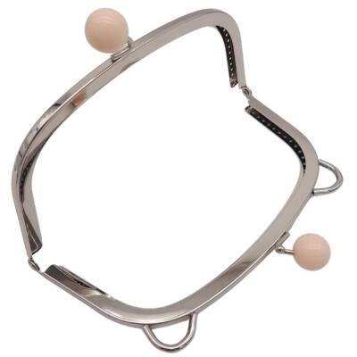 Angel Çanta Aksesuar 18.5 cm Pudra Renk Toplu Oval Çanta Klipsi Çanta Bursu Gümüş Metal - 3